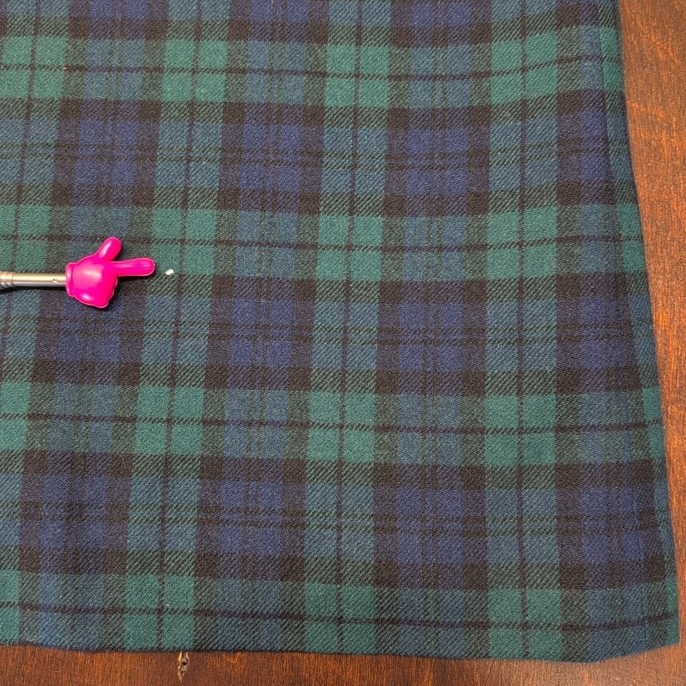 Vintage Pendleton Plaid Wool Skirt Size 6 A-Line Midi Pockets Green Blue Black - Picture 8 of 10